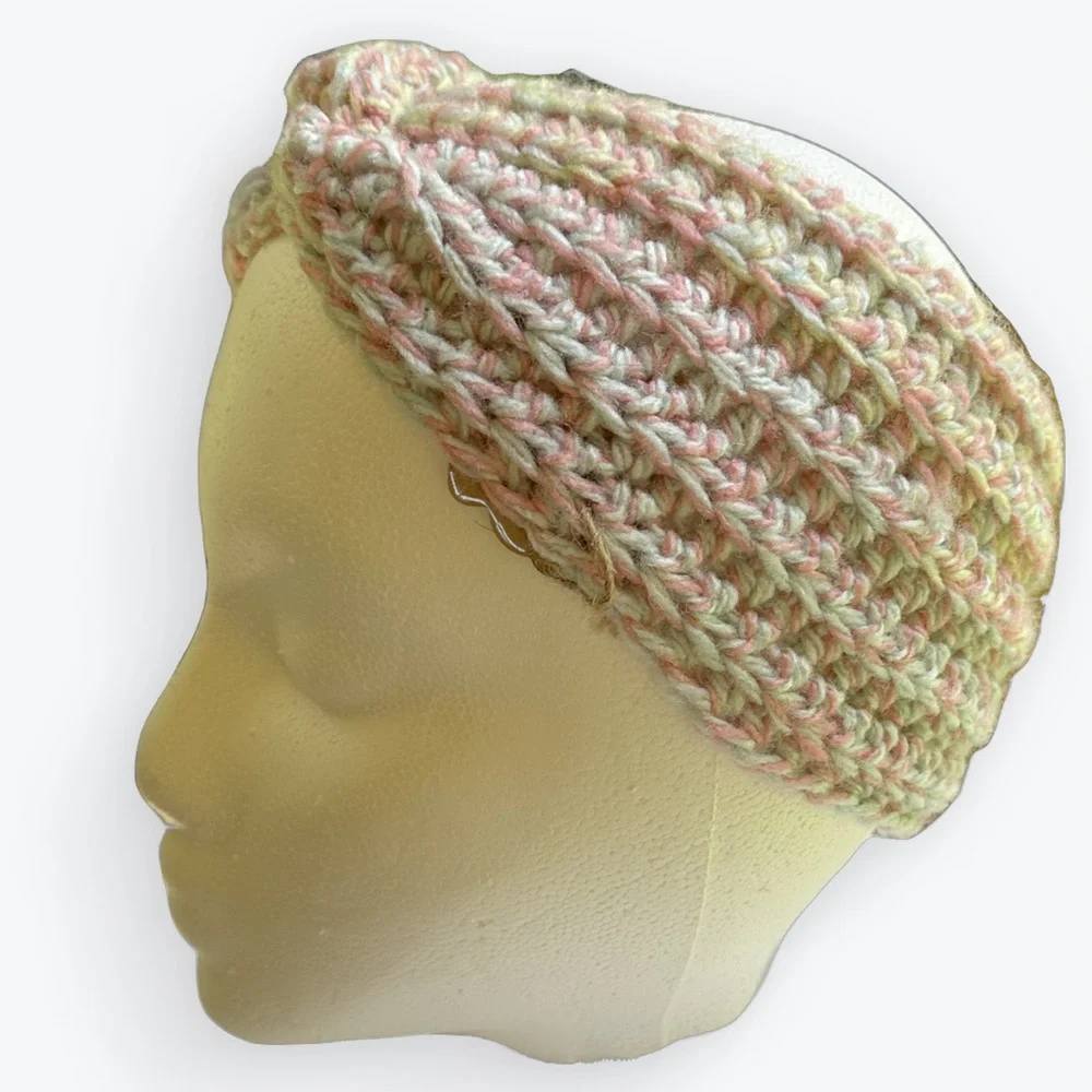 Artisan Hand-Knit Variegated Pastels Soft Decorative Twist Headband ~ Toddler